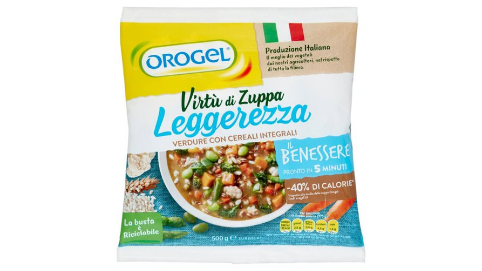 Orogel Il Benessere Virtù di Zuppa Leggerezza Verdure con Cereali Integrali Surgelati 500 g