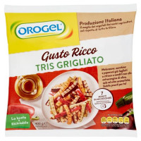 Preparazione gastronomica a base di vegetali grigliati con olio extravergine di oliva 2,6%. Surgelata
