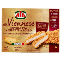 Prodotto alimentare panato costituito da parti di carne con acqua aggiunta Precotto. Surgelato