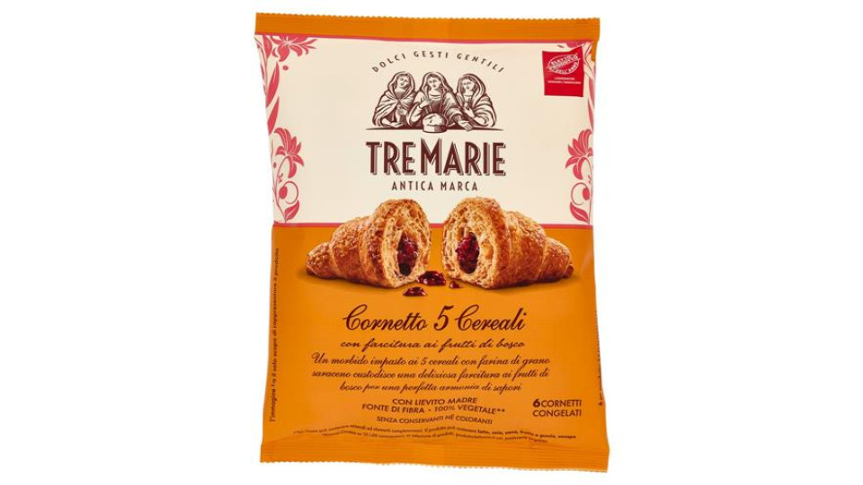 Tre Marie Cornetto 5 Cereali con farcitura ai frutti di bosco 6 x 65 g