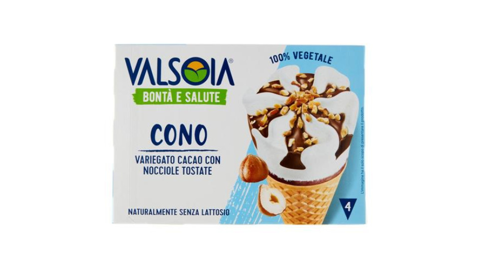 Valsoia Bontà e Salute Cono Variegato Cacao con Nocciole Tostate 4 x 75 g