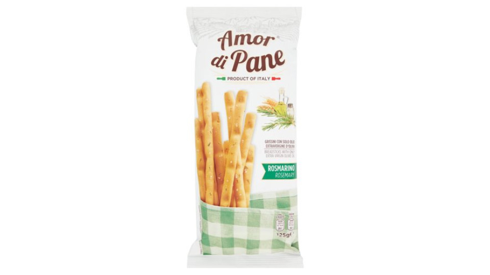 Amor di Pane Grissini con Solo Olio Extravergine d'Oliva Rosmarino 125 g