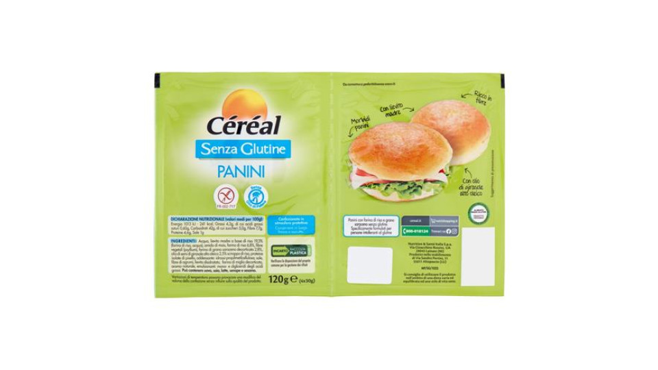 Céréal Senza Glutine Panini, con Lievito Madre, Ricco in Fibre, senza Olio di Palma (4x30g) - 120g