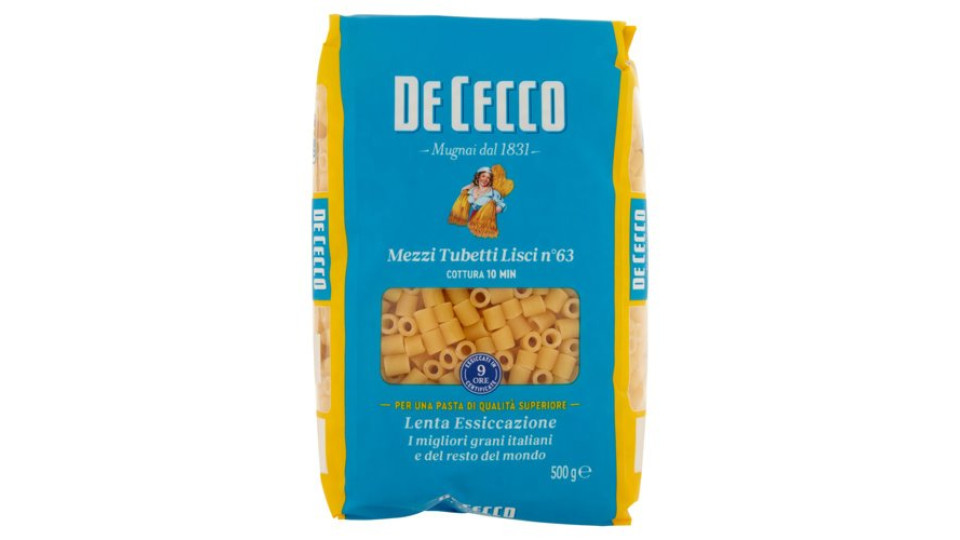 De Cecco Mezzi Tubetti Lisci n°63 500 g