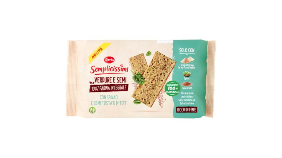Doria Semplicissimi Crackers Spinaci e Semi di Teff Tostati - flowpack 280g