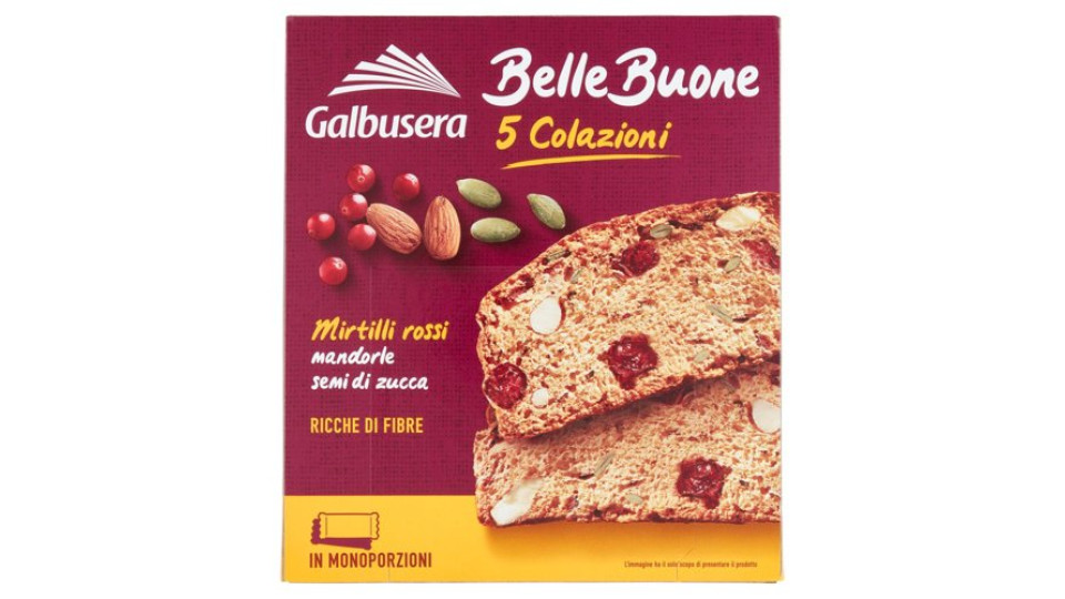 Galbusera BelleBuone 5 Colazioni Mirtilli rossi mandorle semi di zucca 5 x 40 g