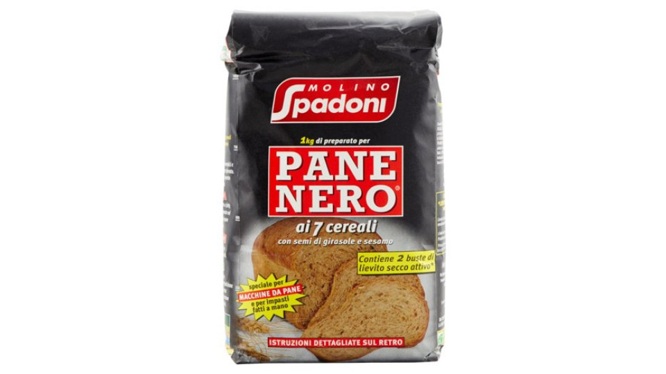 Molino Spadoni 1 kg di preparato per Pane Nero ai 7 cereali 1000 g