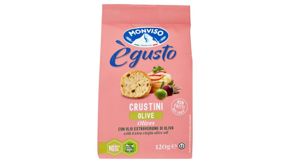 Monviso ègusto Crustini Olive con olio Extravergine di Oliva 120 g