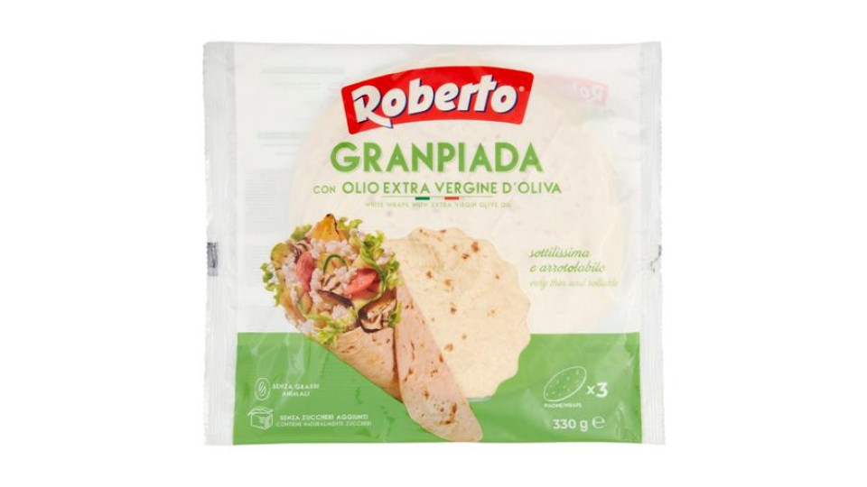 Roberto Granpiada con Olio Extra Vergine d'Oliva 3 Piadine 330 g