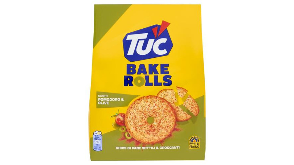 Tuc Bake Rolls, Chips di Pane Sottile e Croccante al Gusto Pomodoro ed Olive 150 g