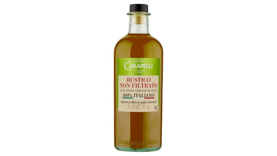 Carapelli Rustico Non Filtrato Olio Extra Vergine di Oliva 100% Italiano 1,00 L