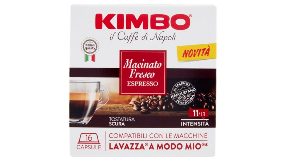 Kimbo Macinato Fresco Espresso Capsule Compatibili con le Macchine Lavazza A Modo Mio* 16 x 7,5 g
