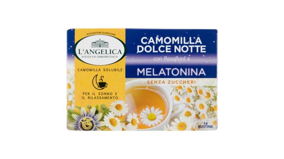 L'Angelica Camomilla Solubile Dolce Notte con Passiflora e Melatonina 14 Bustine 61,6 g