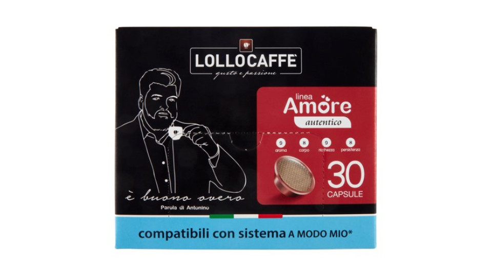 Lollo Caffè linea Amore autentico 30 Capsule compatibili con sistema A Modo Mio* 30 x 7,5 g