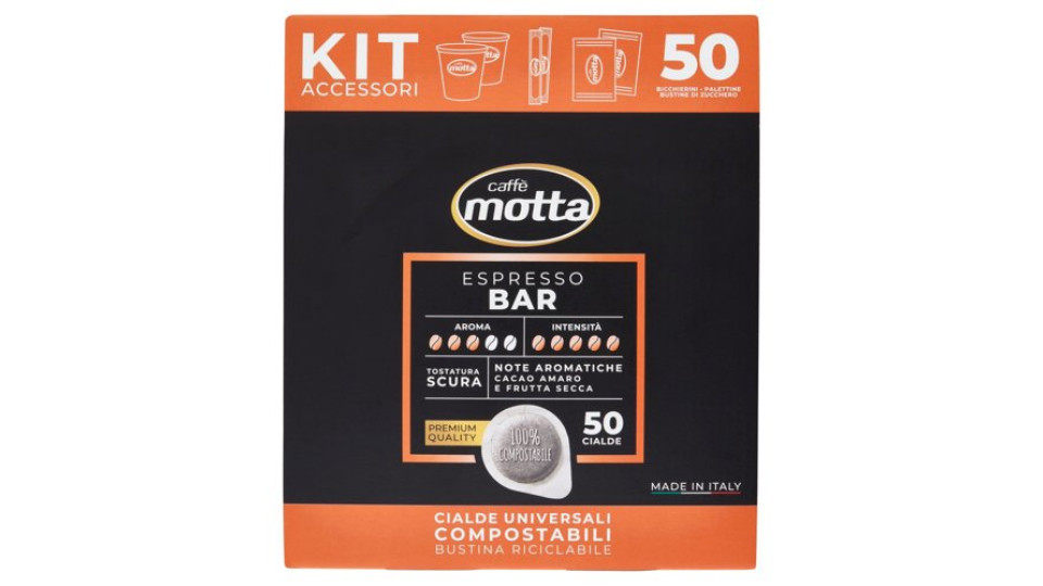 caffè motta Espresso Bar Kit Accessori + Cialde Universali Compostabili 50 x 7 g