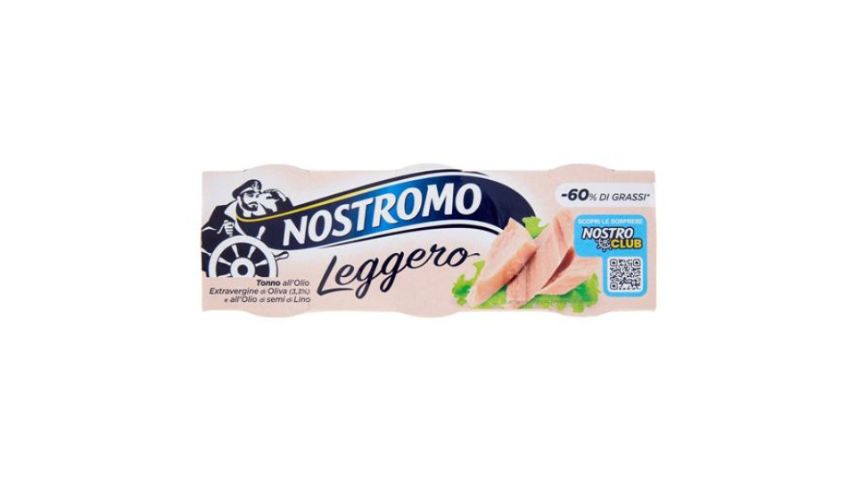 Nostromo Leggero Tonno all'Olio Extravergine di Oliva (3,3%) e all'Olio di semi di Lino 3 x 60 g