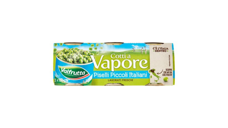 Valfrutta Cotti a Vapore Piselli Piccoli Italiani 3 x 150 g