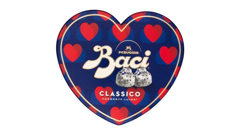 BACI PERUGINA Classico Cioccolatini Fondenti Ripieni al Gianduia e Nocciole Scatola Cuore 100 g