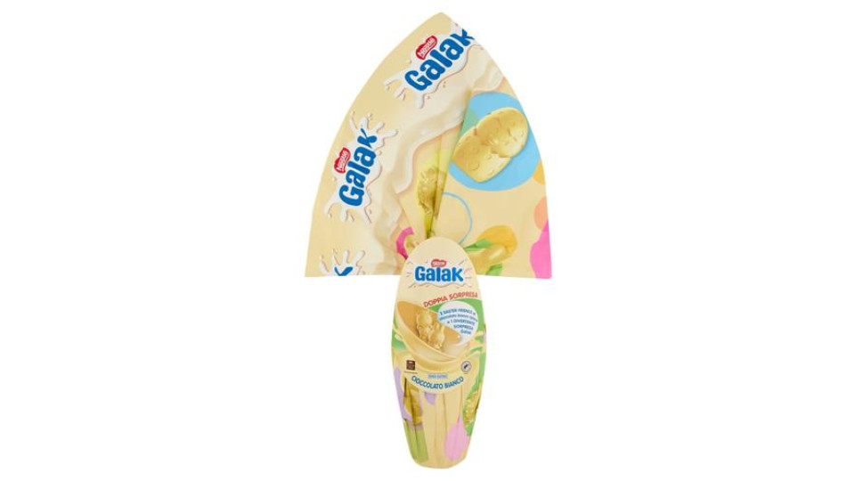 GALAK Uovo di Pasqua Cioccolato Bianco con Sorpresa e 2 Cioccolatini 240g