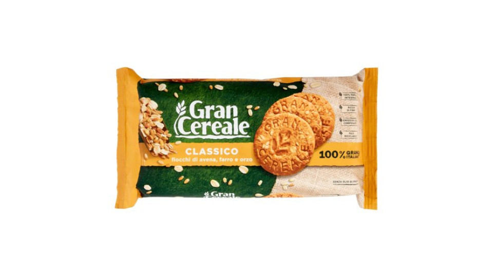 Gran Cereale Biscotti Gran Cereale Classico Fiocchi di Avena Farro Orzo Tubo 500 g