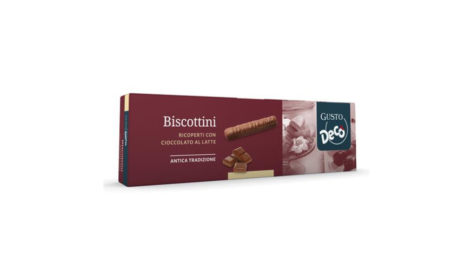 Gusto DECO’ – Biscottini ricoperti di cioccolato al latte 90g