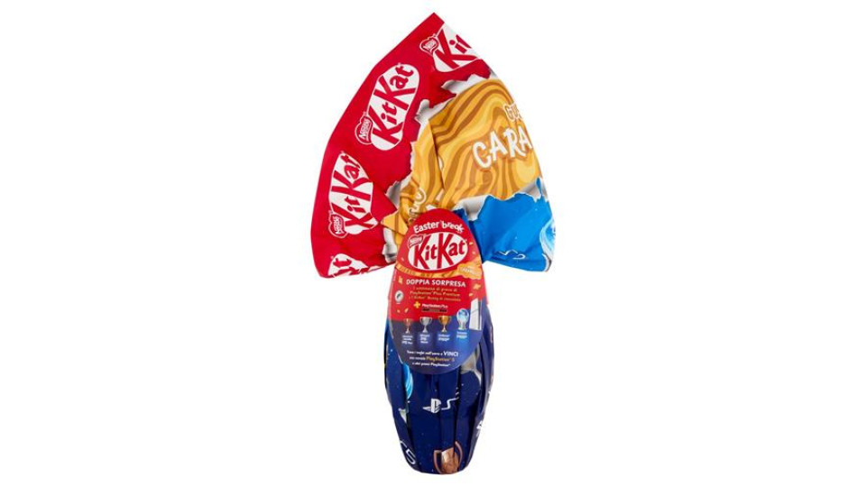 KITKAT Uovo di Pasqua Cioccolato al Latte al Caramello con Wafer, Sorpresa e 1 KitKat Bunny 240g