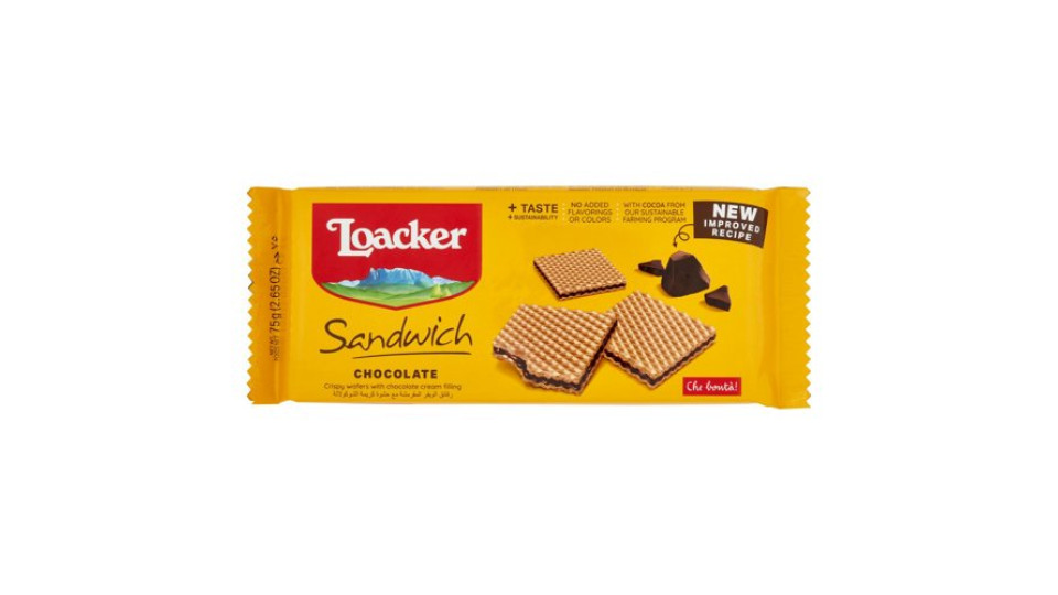 Loacker Sandwich Chocolate Wafer con crema al cioccolato Wafers 75g