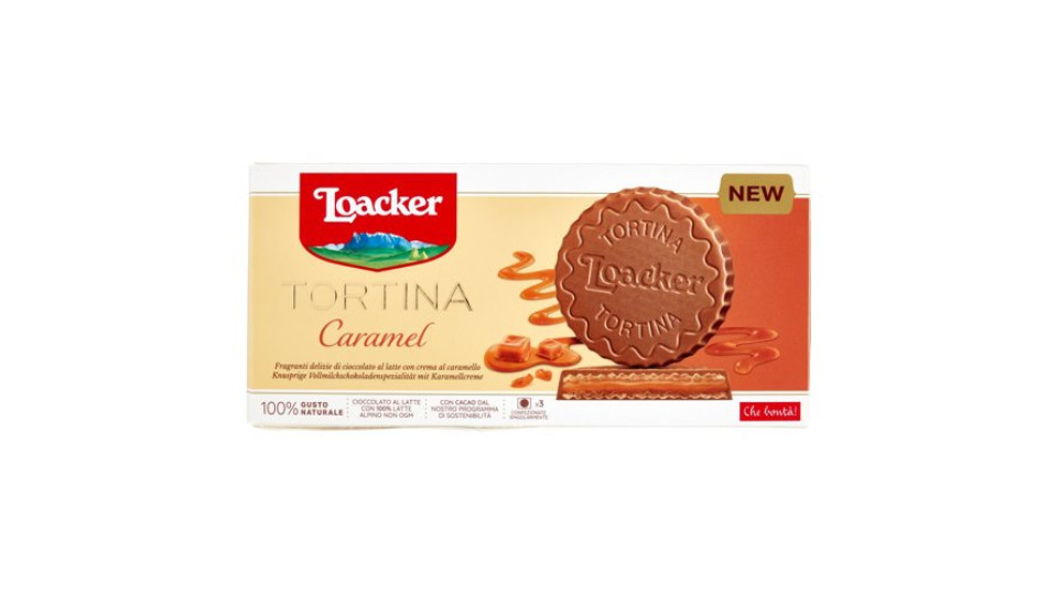 Loacker Tortina Caramel al cioccolato al latte con crema al caramello e wafer 21gx6