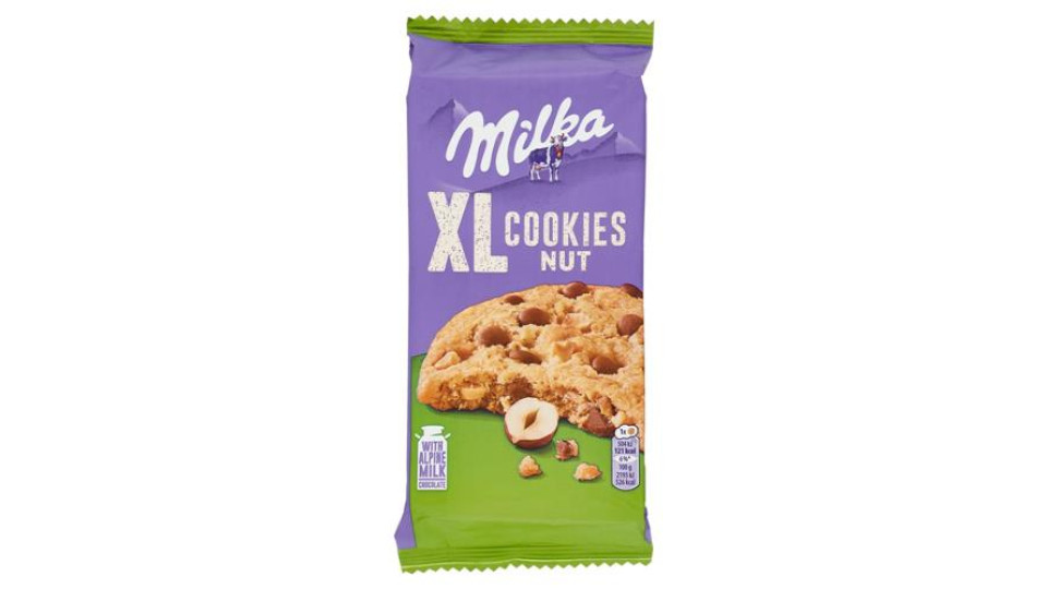Milka XL Cookies Nut, maxi cookie con cioccolato al latte Milka e nocciole - 184g