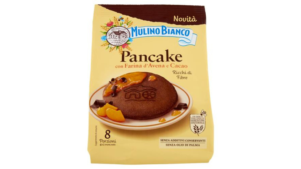 Mulino Bianco Pancake con Farina d'Avena e Cacao Colazione 8 Porzioni 256g