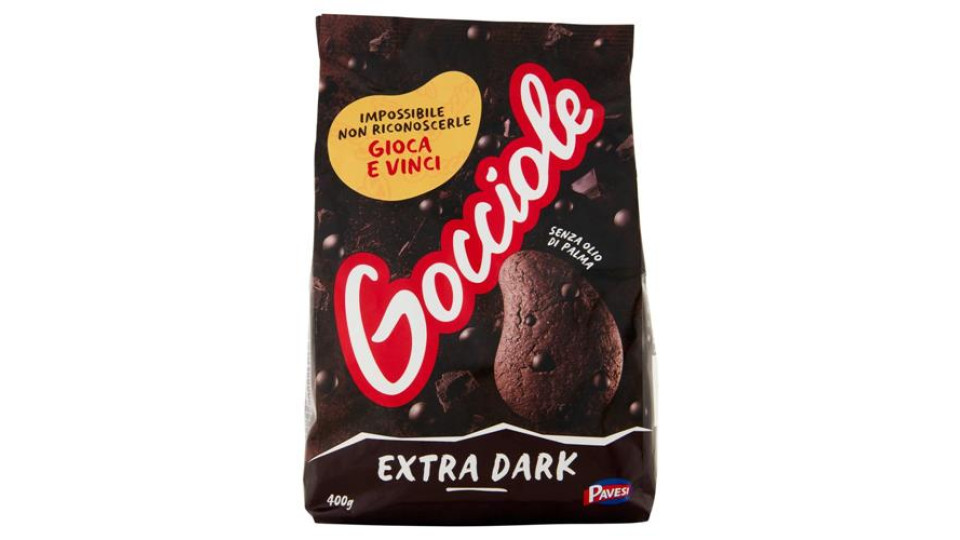 Pavesi Gocciole Extradark Biscotti con Gocce di Cioccolato Extra Fondente 400g