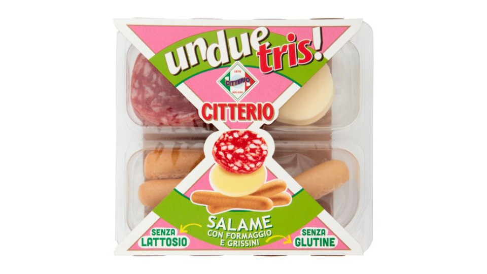Citterio unduetris! Salame con Formaggio e Grissini Senza Lattosio Senza Glutine 80 g
