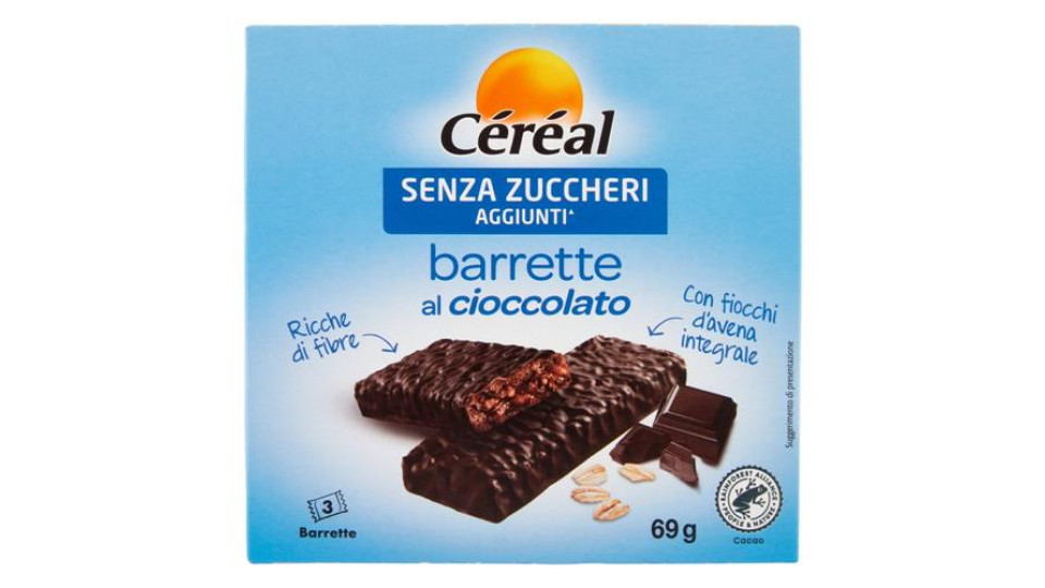Céréal Senza Zuccheri Aggiunti* Barrette al Cioccolato, con Fiocchi di Avena Integrale - 69g