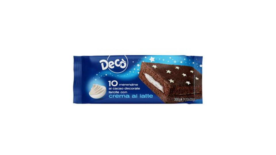 Decò 10 Merendine al cacao decorate e farcite con crema al latte