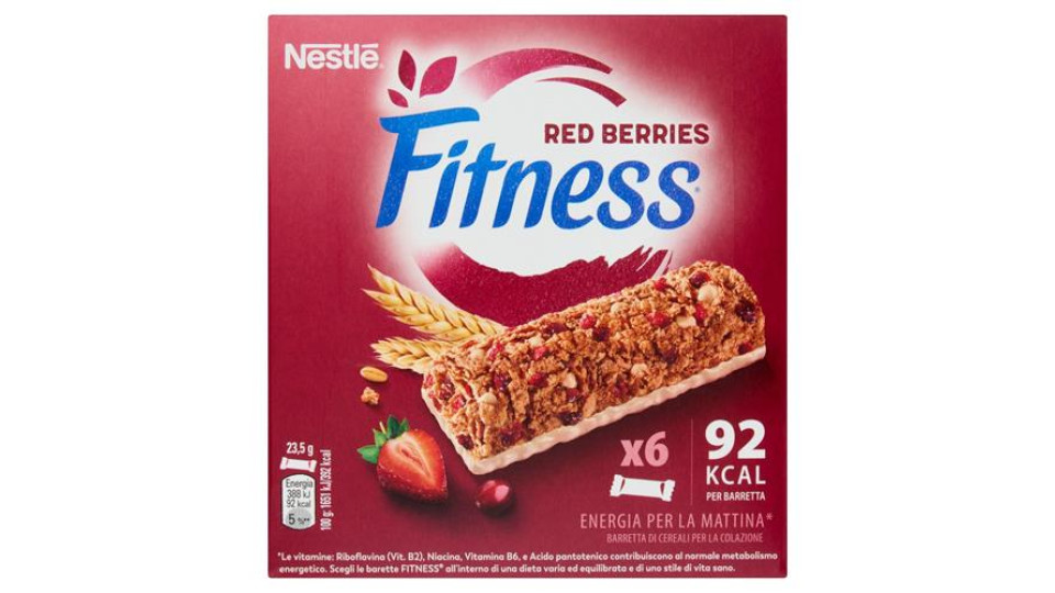 FITNESS FRUTTI ROSSI Barretta di cereali con frumento integrale e frutti rossi 6 pezzi