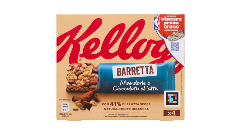 Kellogg's Barretta Mandorle e Cioccolato al latte 4 x 32 g