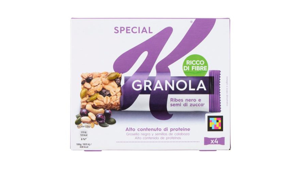 Kellogg's Special K High Protein 22% Ribes nero e semi di zucca 4 x 28 g