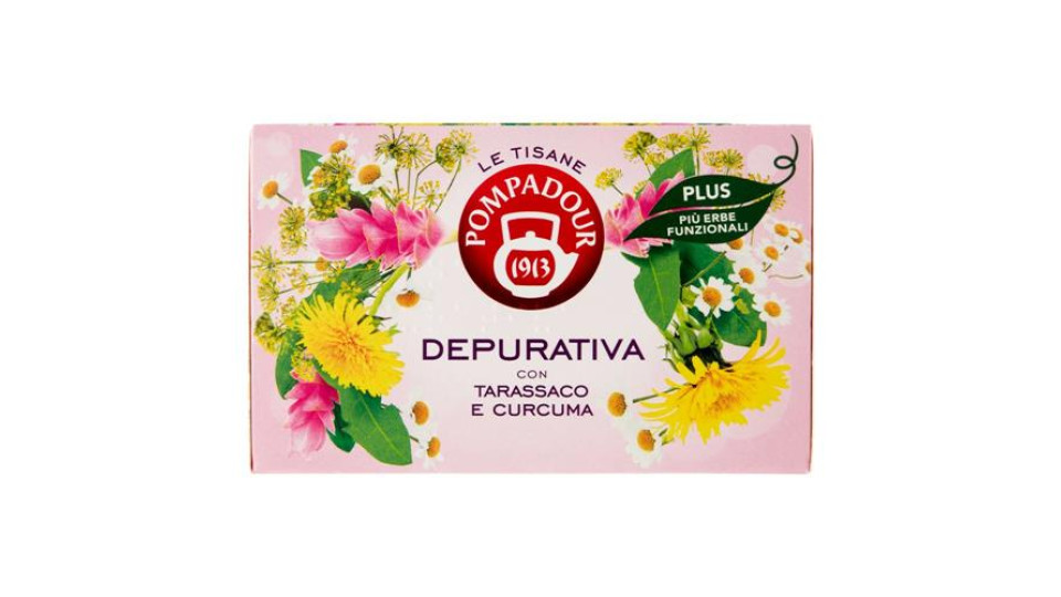 Pompadour Le Tisane Plus Depurativa con Tarassaco e Curcuma 18 x 2,2 g