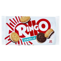 Ringo Vaniglia Biscotti Farciti con Crema Vaniglia Snack Merenda 6 porzioni, con più Crema, 330g