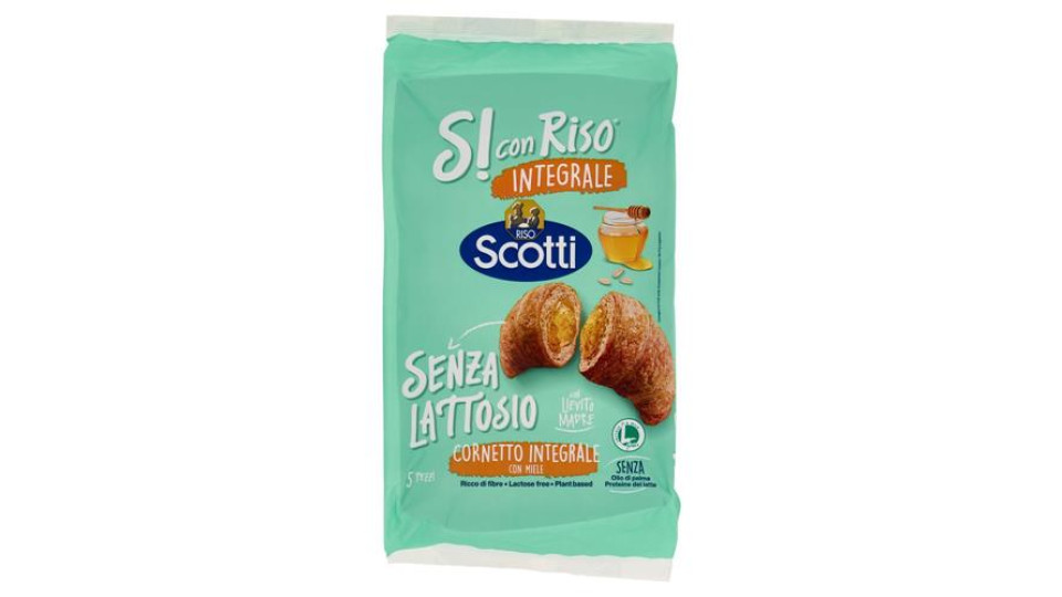 Riso Scotti Si con Riso Senza Lattosio Cornetto Integrale con Miele 5 x 50 g