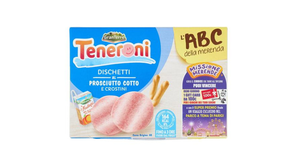 Teneroni l'ABC della merenda Dischetti al Prosciutto Cotto e Crostini 170 g