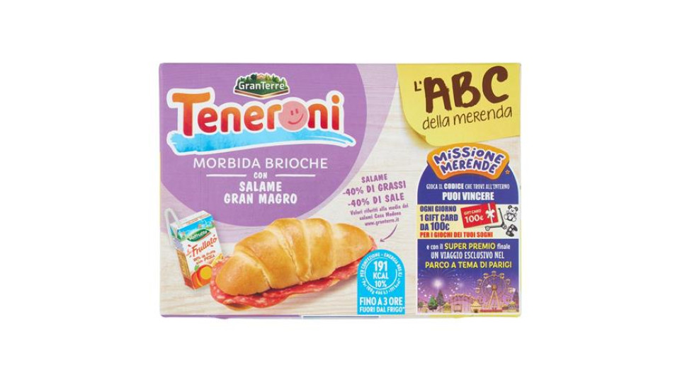 Teneroni l'ABC della merenda Morbida Brioche con Salame Gran Magro 170 g