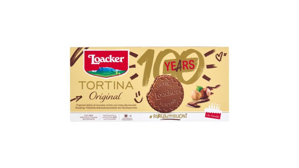 Tortina Loacker ricoperta di cioccolato al latte con crema di nocciole 3 x 21g