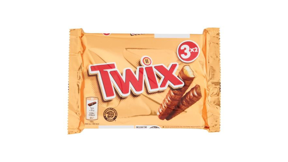 Twix Snack al Cioccolato con Caramello, 3 Barrette x 50g