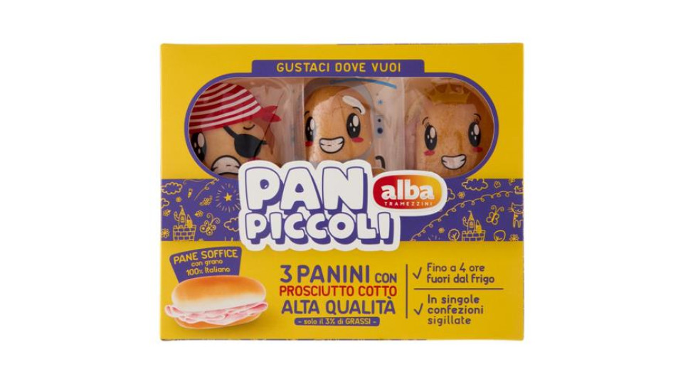 alba Tramezzini Pan Piccoli Panini con Prosciutto Cotto Alta Qualità 3 x 60 g