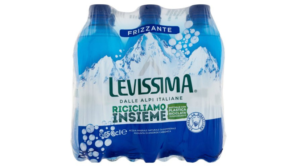 LEVISSIMA, Acqua Minerale Naturale Oligominerale Frizzante, 50 cl x 6