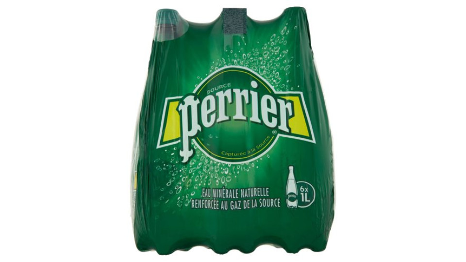 PERRIER, Acqua Minerale Naturale Frizzante, rinforzata con il gas della sorgente, 1 L