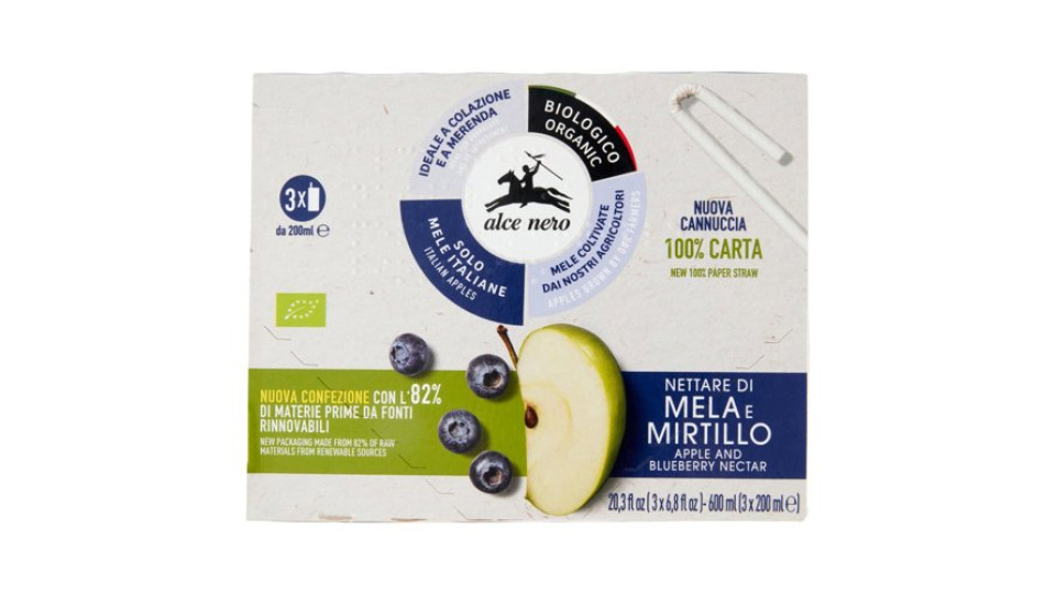 alce nero Nettare di Mela e Mirtillo 3 x 200 ml