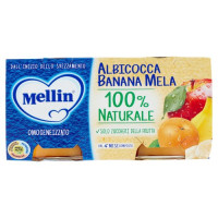 Mellin Albicocca Banana Mela 100% Naturale Omogeneizzato 2 x 100 g