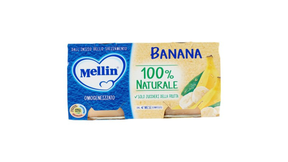 Mellin Banana 100% Naturale Omogeneizzato 2 x 100 g